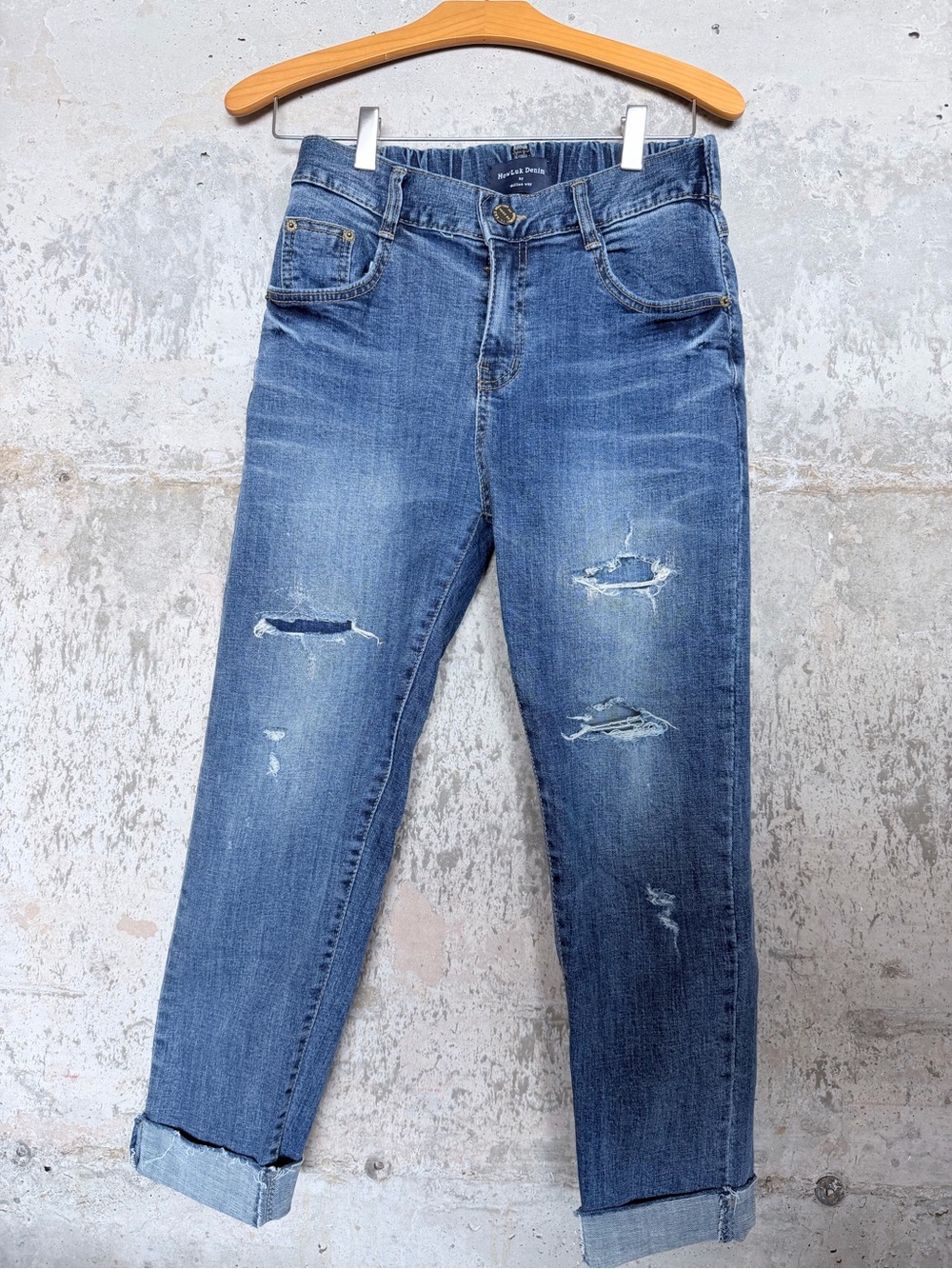 Raw Hem Light Blue Denim Jeans
